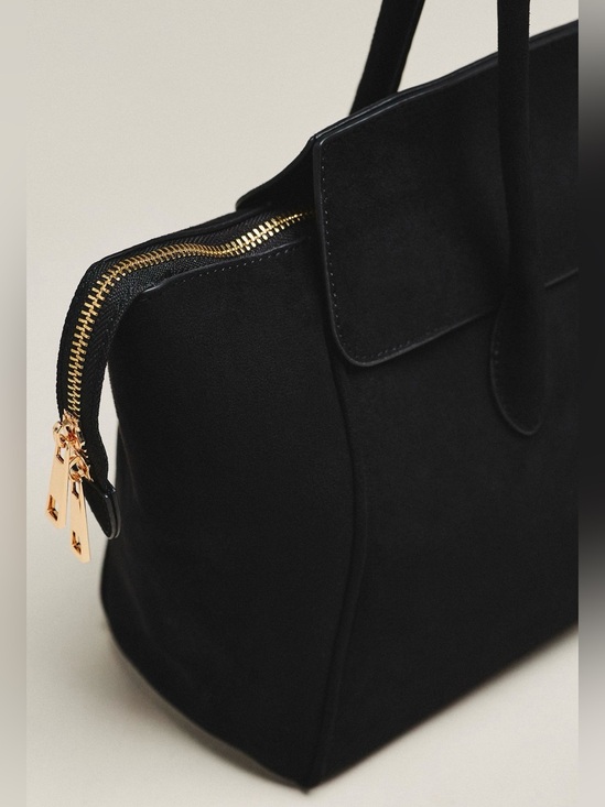 Anthropologie Handbags - NWT - Anthropologie Suede Foldover Satchel in Classic Black